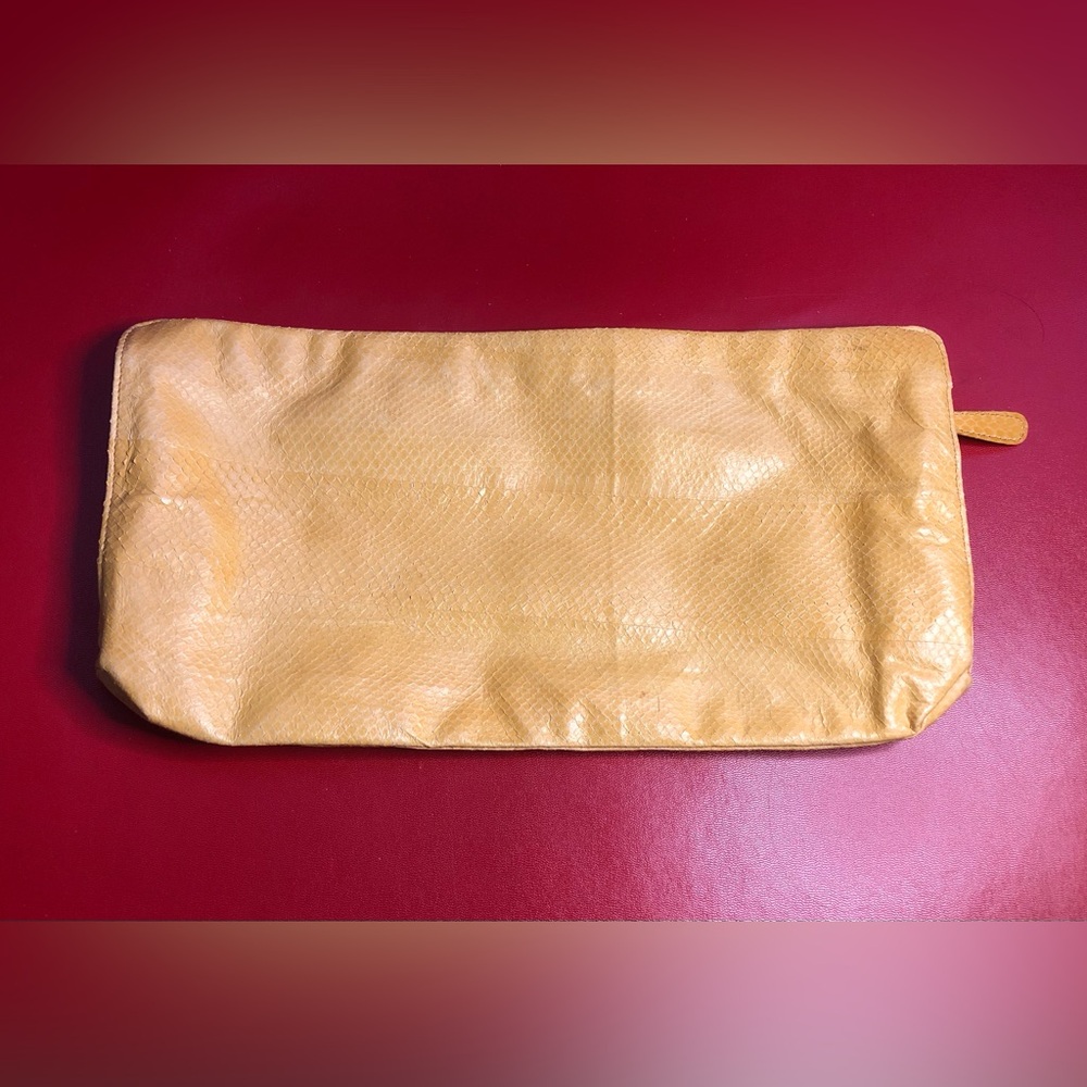 Beirn Real Snakeskin Yellow Clutch Pouch Near-Vintage - Picture 3 of 14